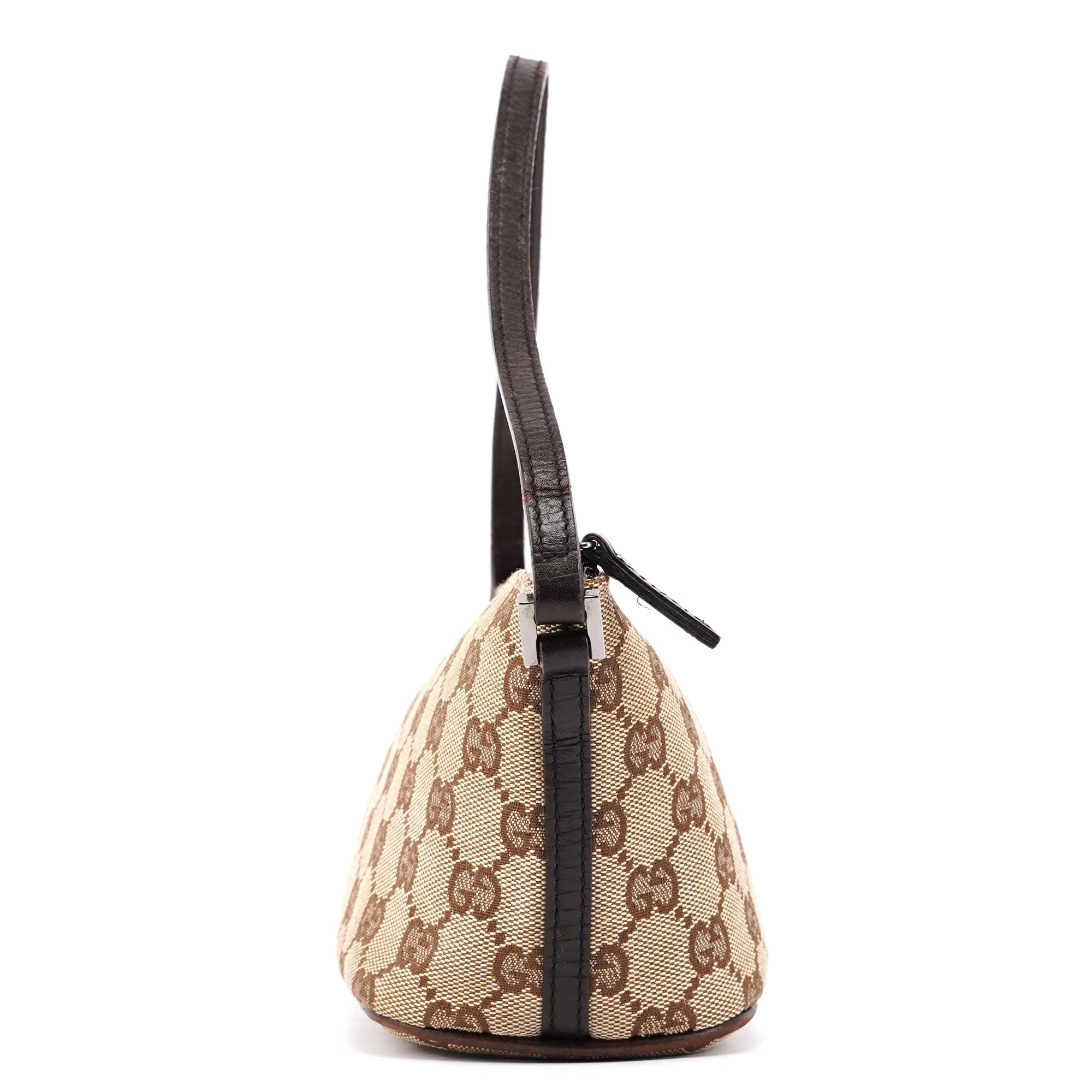 Gucci 07198 Beige Brown GG Boat Pochette