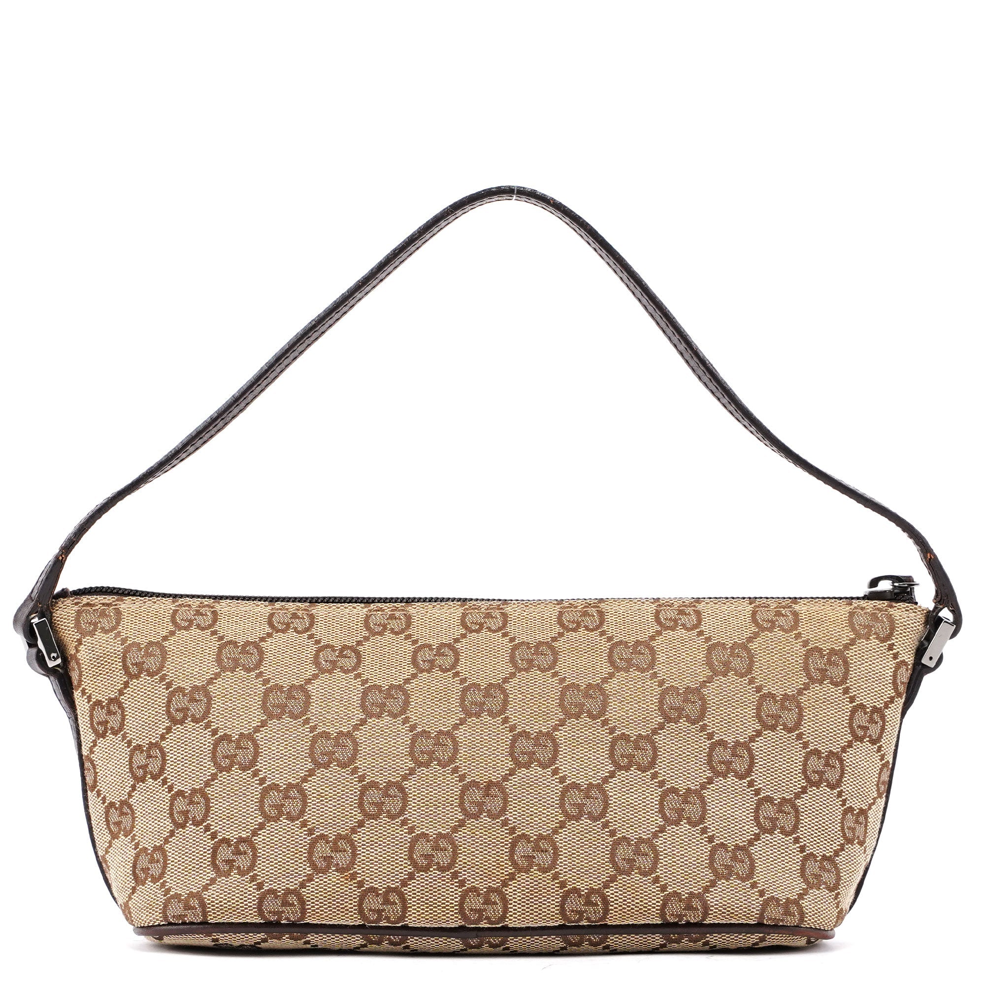 Gucci 07198 Beige Brown GG Boat Pochette