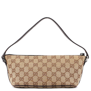 Gucci 07198 Beige Brown GG Boat Pochette