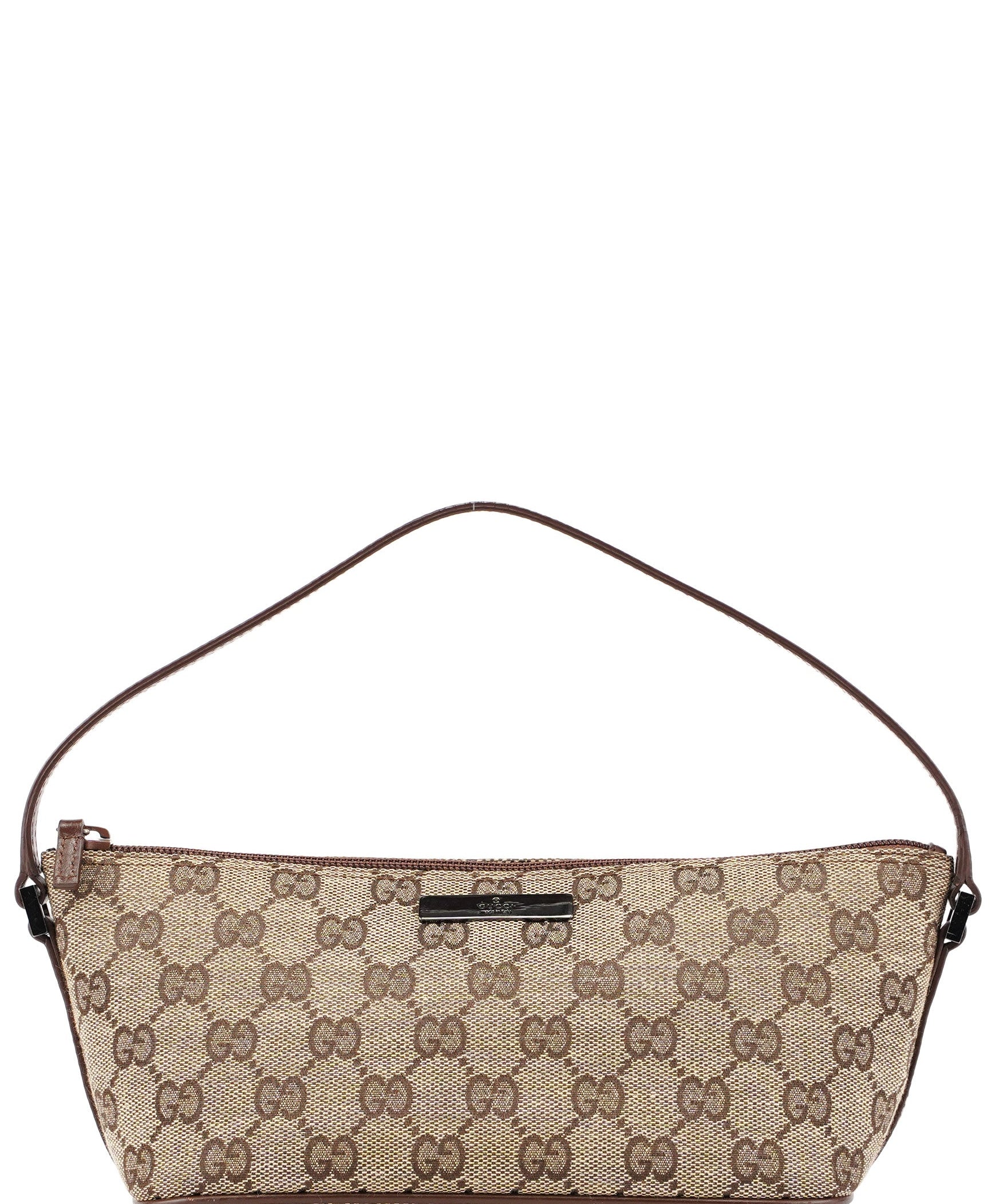 Gucci 07198 Beige Brown GG Boat Pochette