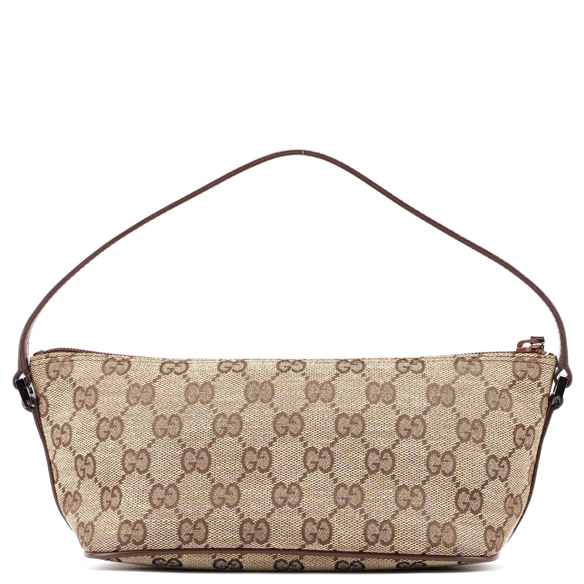 Gucci 07198 Beige Brown GG Boat Pochette