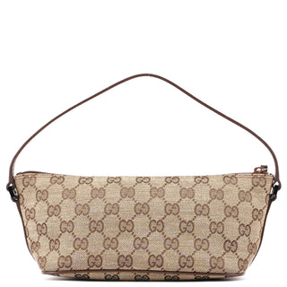 Gucci 07198 Beige Brown GG Boat Pochette