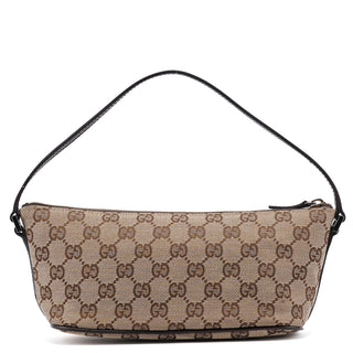 Gucci 07198 Beige Brown GG Boat Pochette