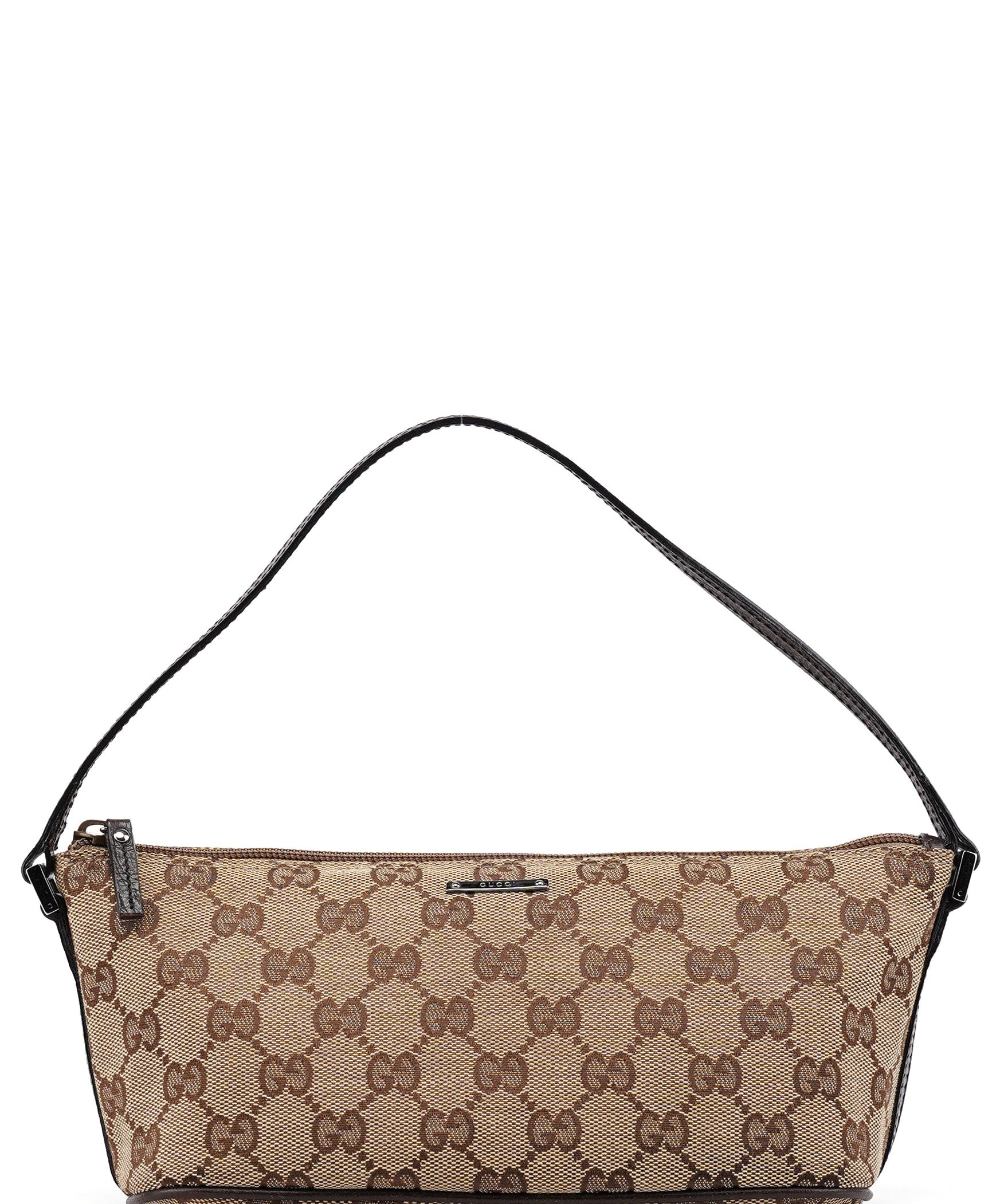 Gucci 07198 Beige Brown GG Boat Pochette