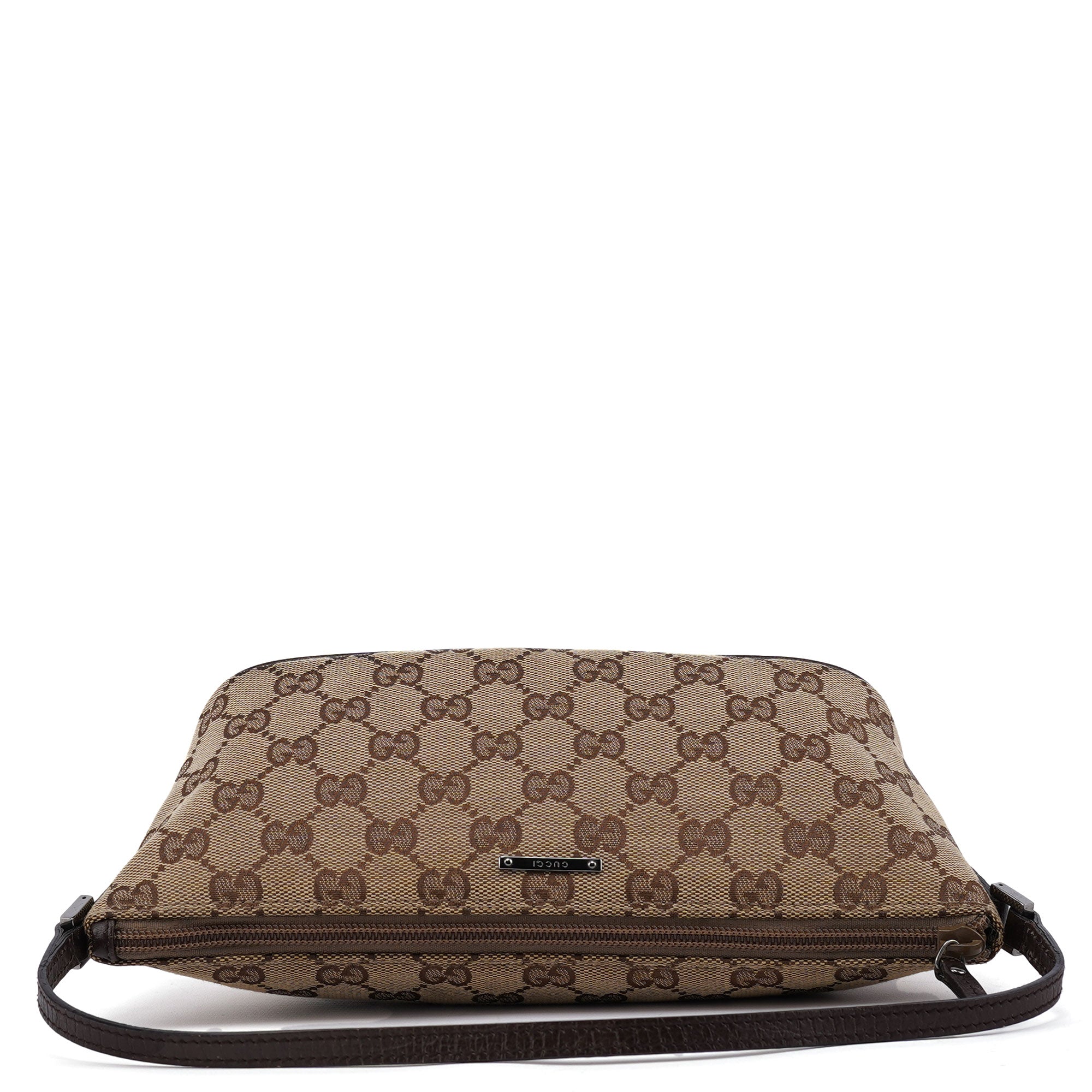 Gucci 07198 Beige Brown GG Boat Pochette