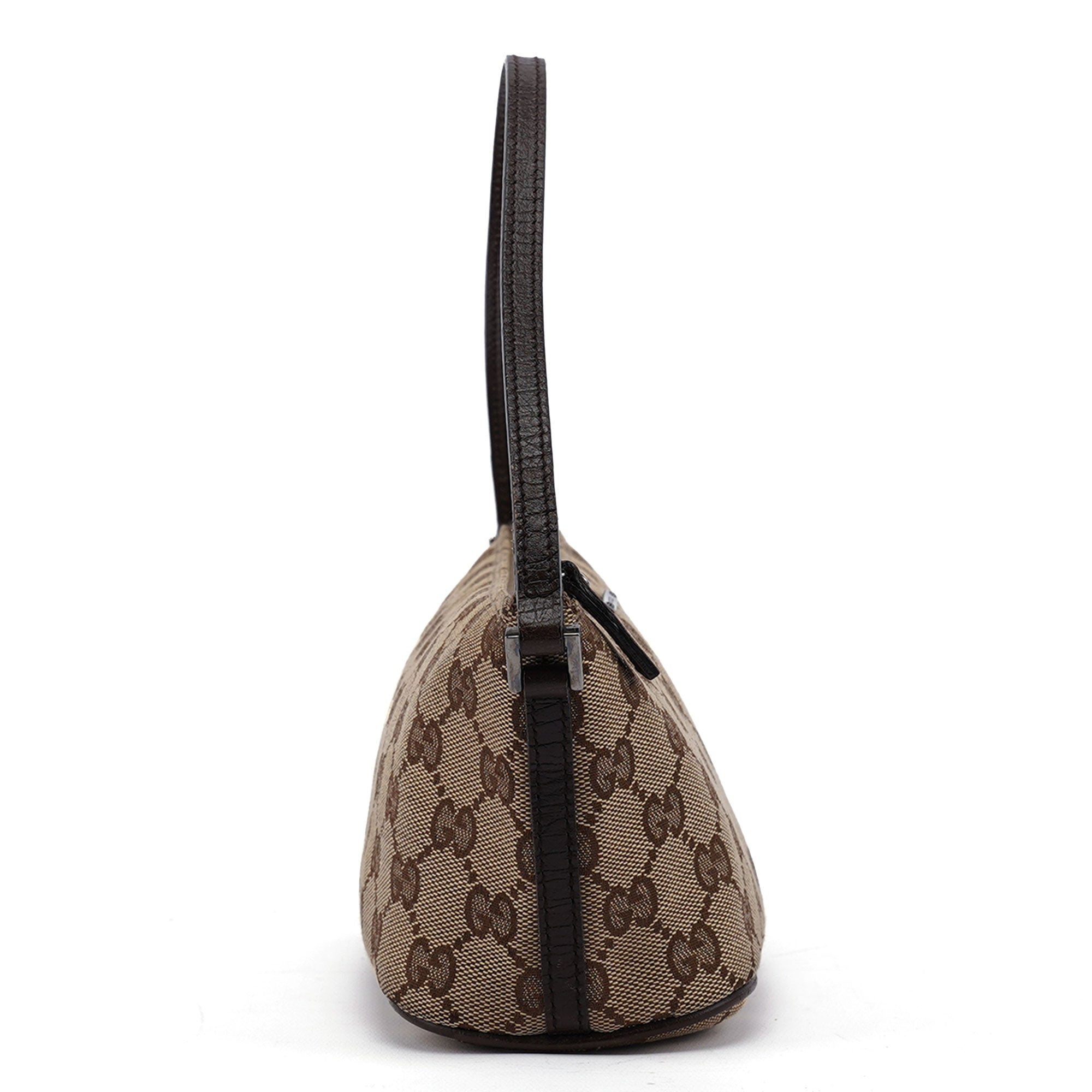 Gucci 07198 Beige Brown GG Boat Pochette