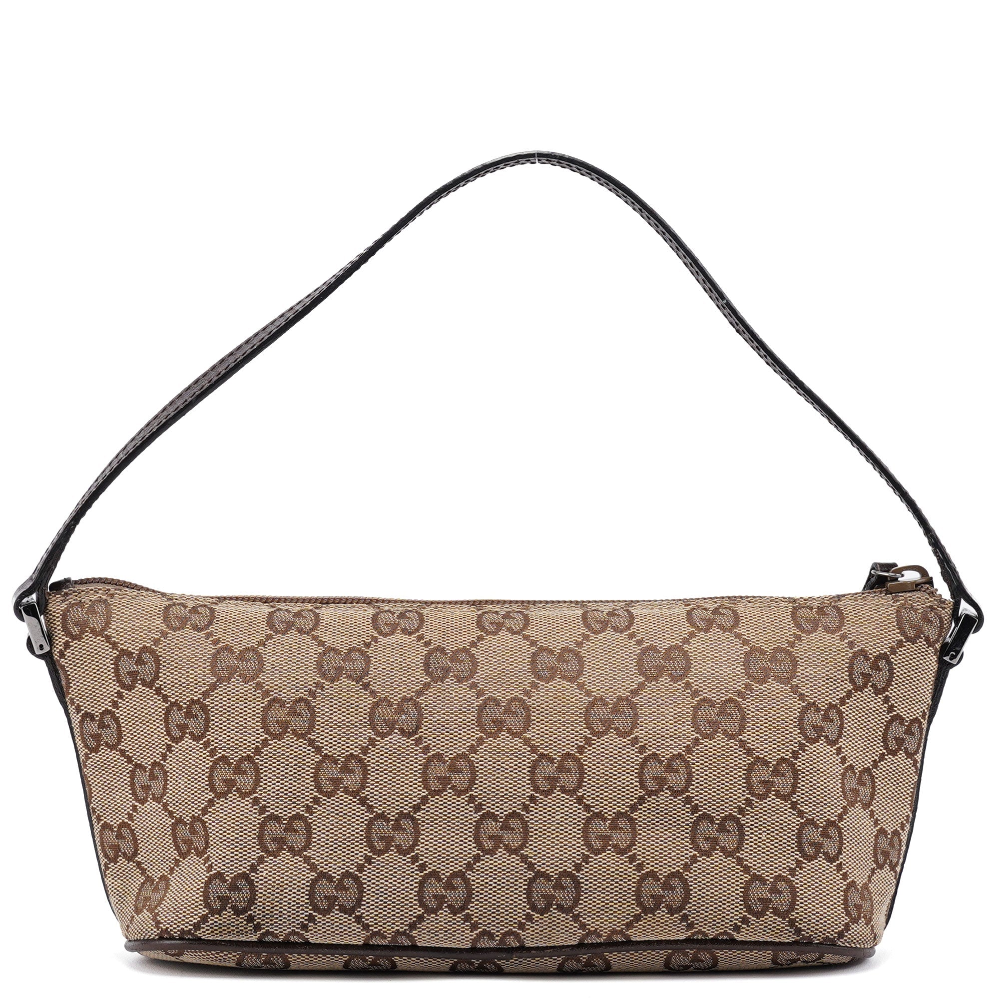 Gucci 07198 Beige Brown GG Boat Pochette