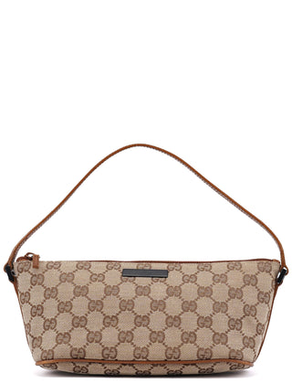 Gucci 07198 Beige Brown GG Boat Pochette