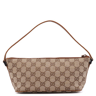 Gucci 07198 Beige Brown GG Boat Pochette