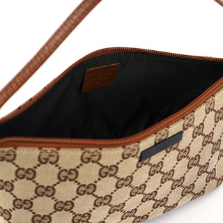 Gucci 07198 Beige Brown GG Boat Pochette