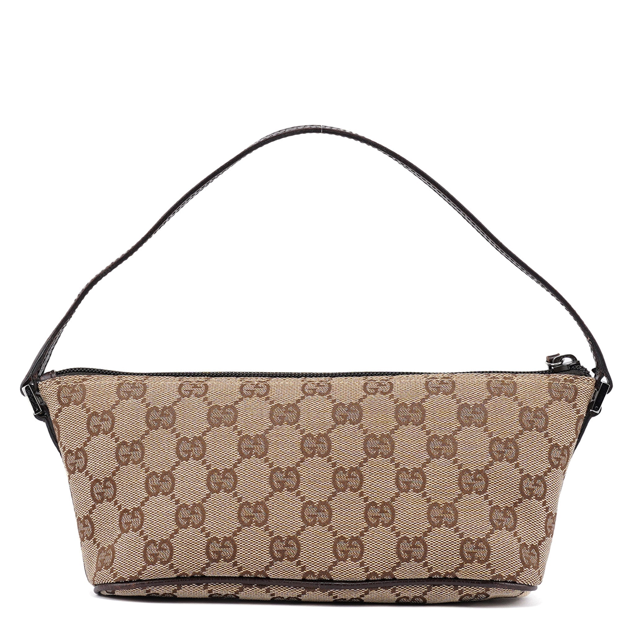 Gucci 07198 Beige Brown GG Boat Pochette