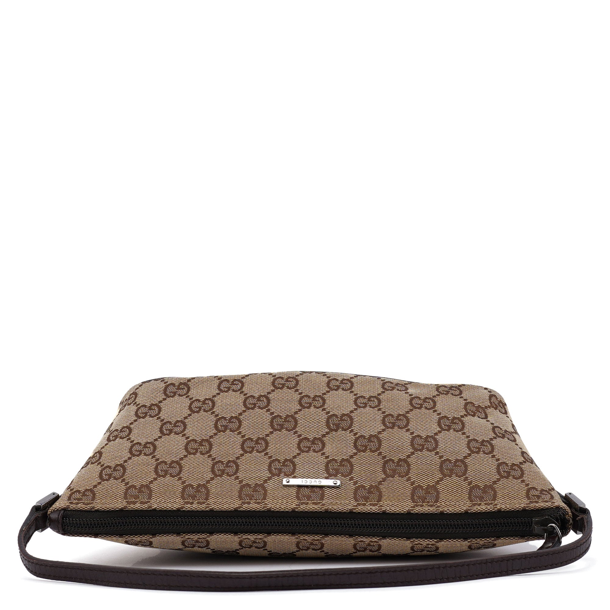 Gucci 07198 GG Boat Pochette in tela beige e marrone