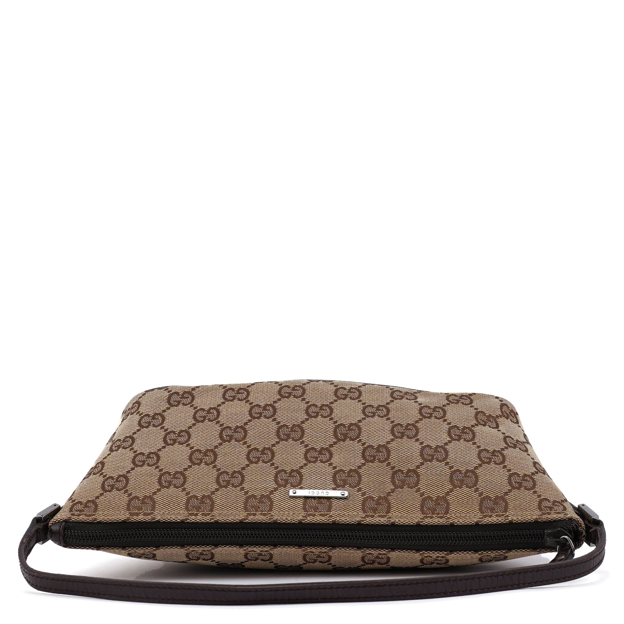 Gucci 07198 Beige Brown GG Boat Pochette