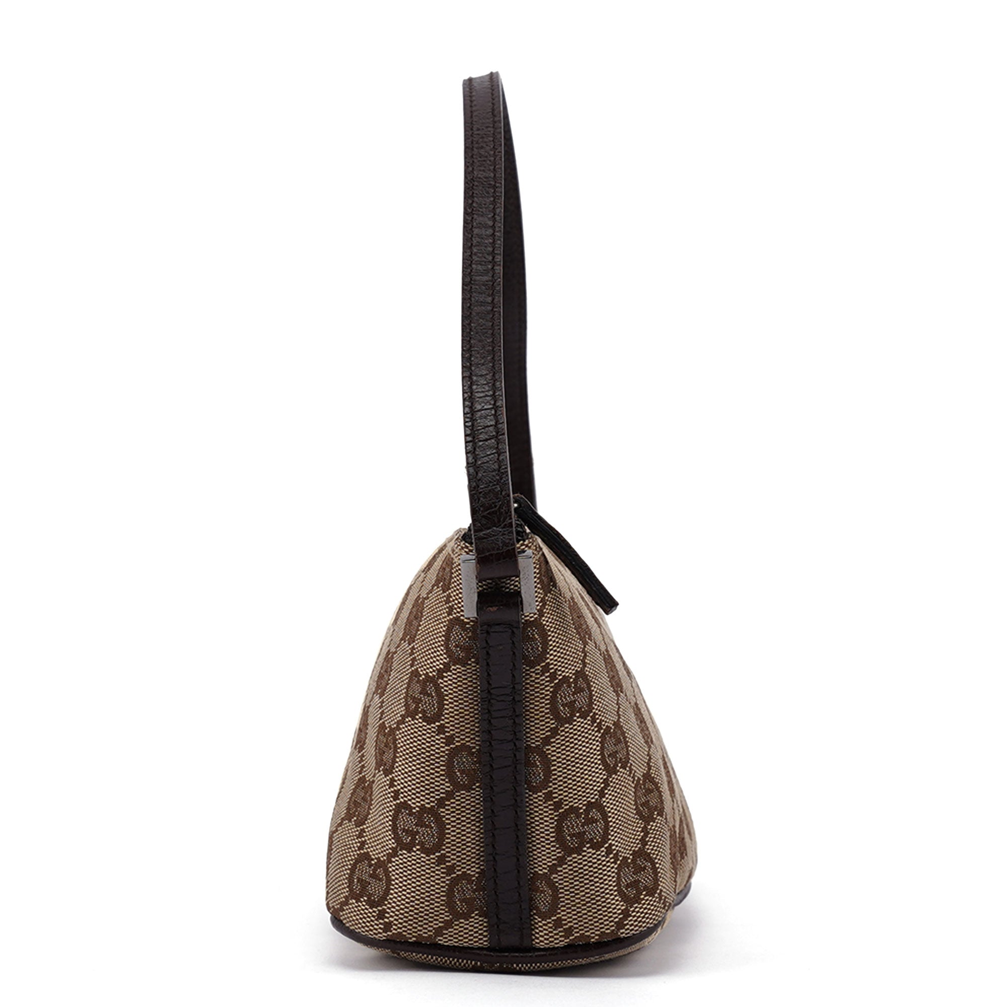 Gucci 07198 Beige Brown GG Boat Pochette