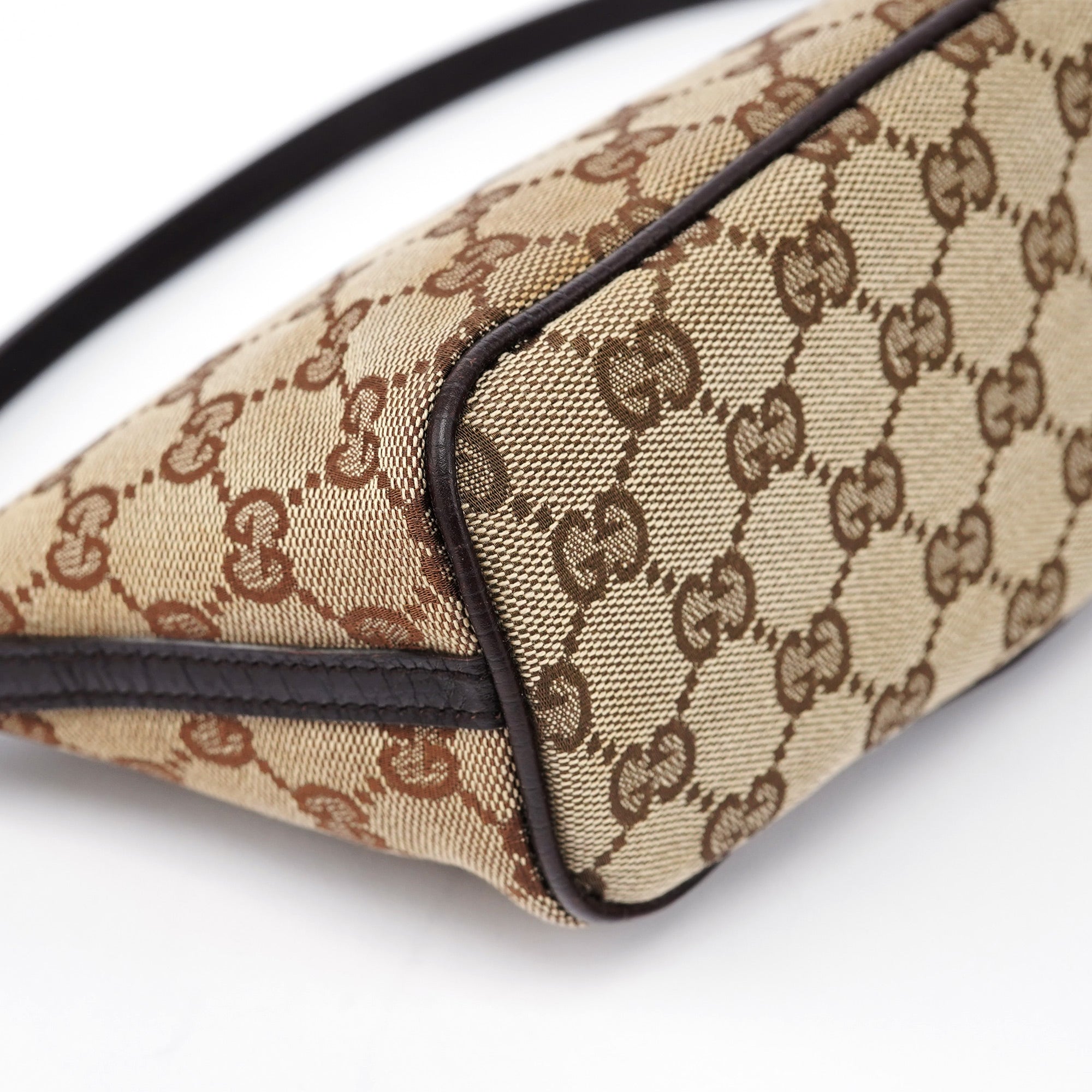 Gucci 07198 GG Boat Pochette in tela beige e marrone