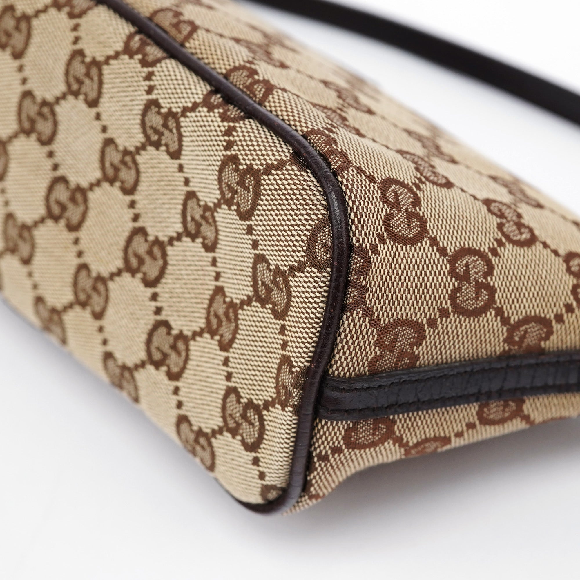 Gucci 07198 GG Boat Pochette in tela beige e marrone