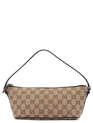 Gucci 07198 Beige Brown GG Boat Pochette