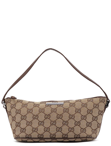 Gucci 07198 Beige Brown GG Boat Pochette