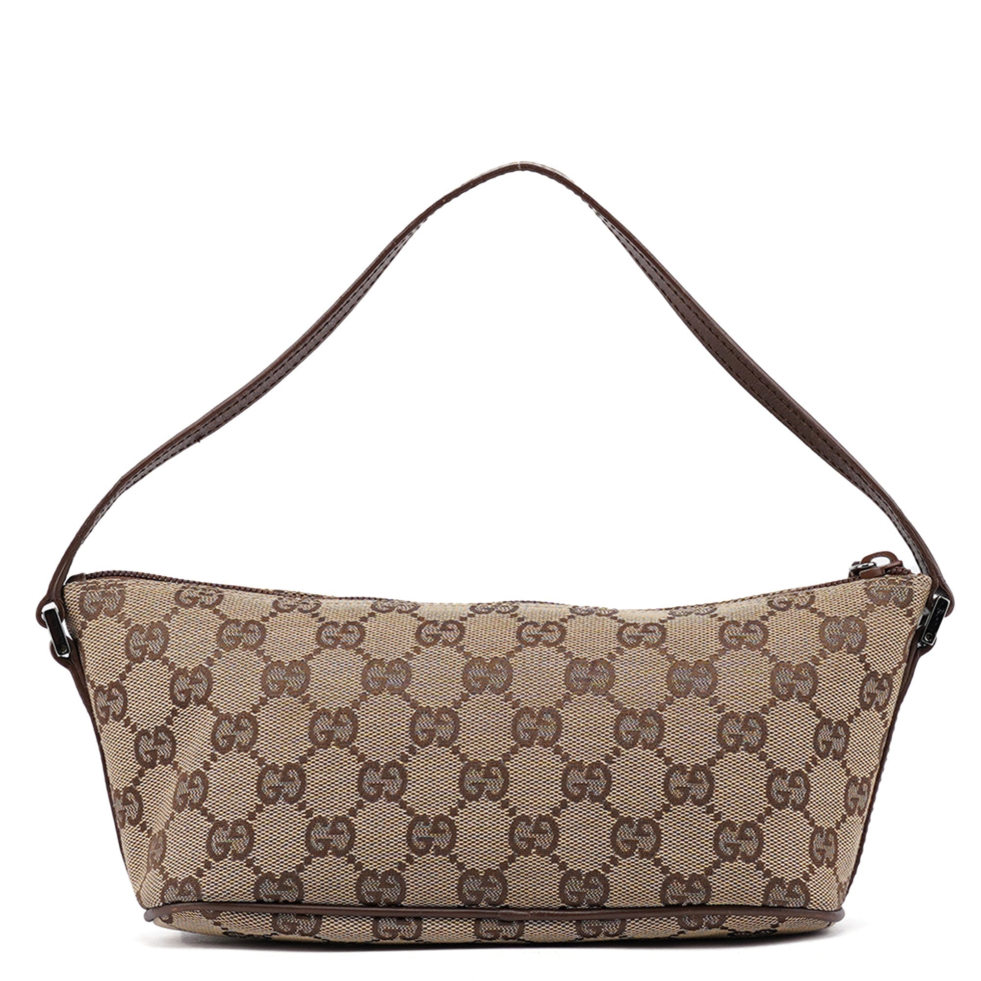 Gucci 07198 Beige Brown GG Boat Pochette