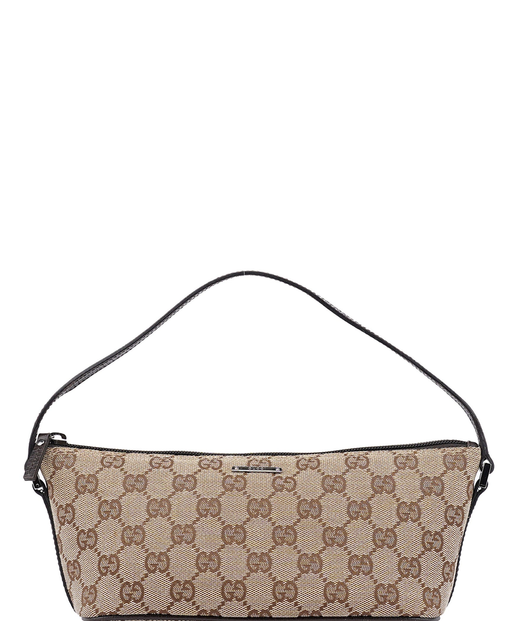 Gucci 07198 Beige Brown GG Boat Pochette