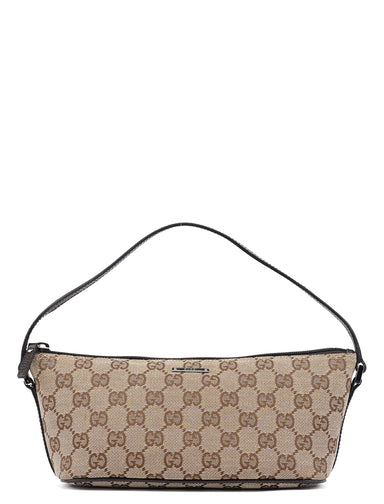 Gucci 07198 Beige Brown GG Boat Pochette