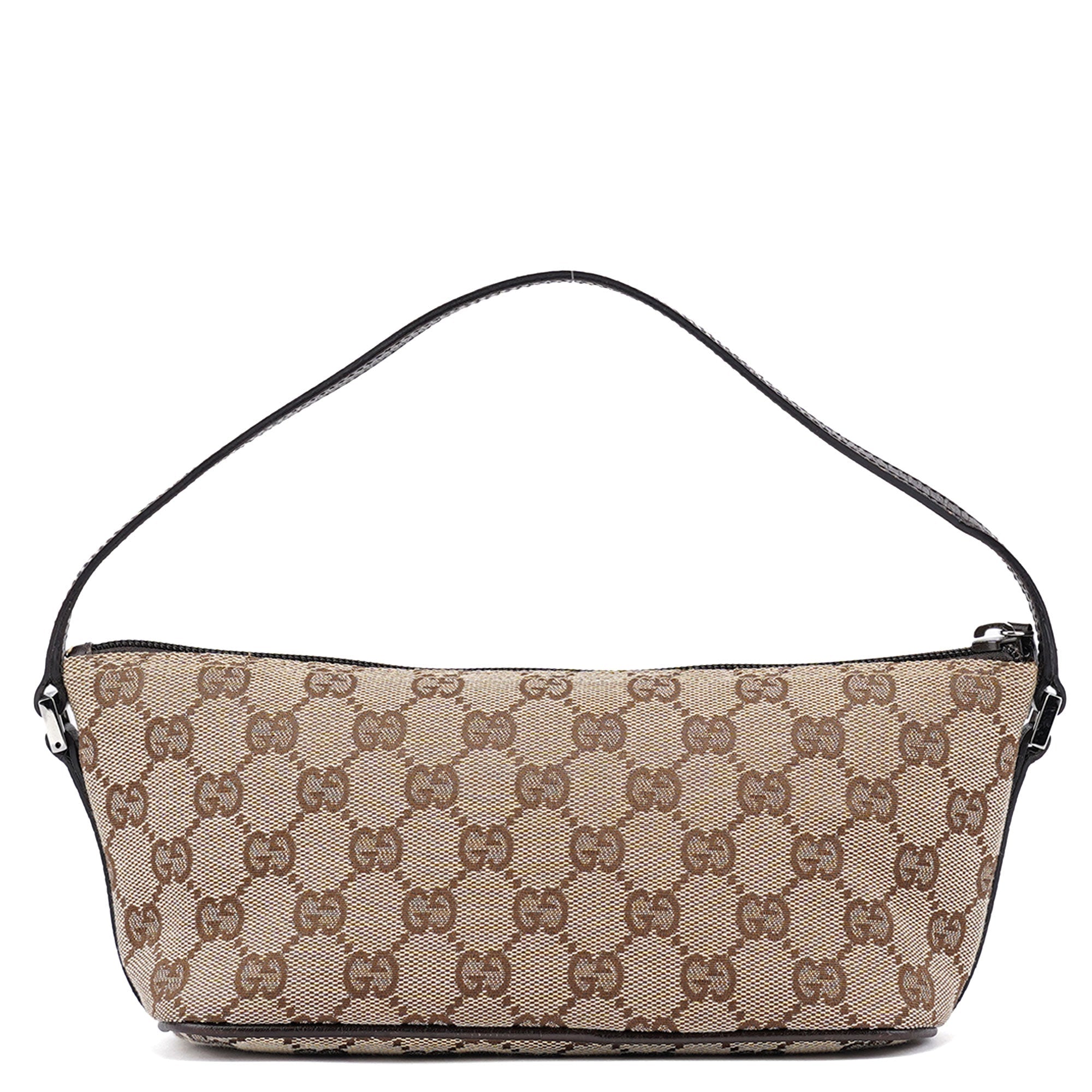 Gucci 07198 Beige Brown GG Boat Pochette