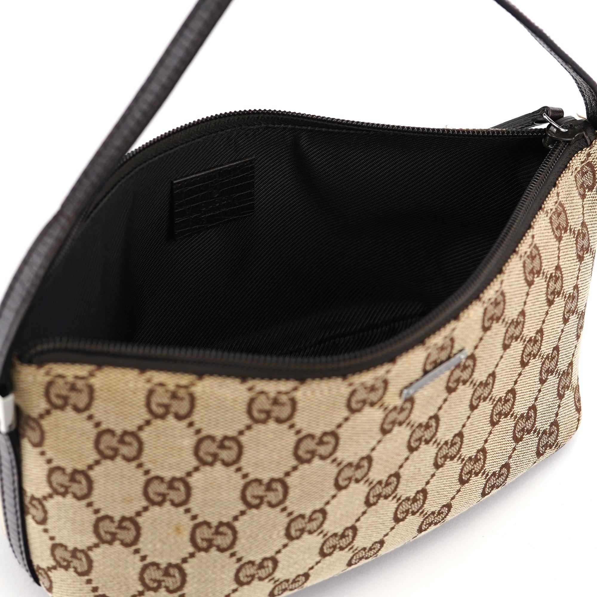 Gucci 07198 Beige Brown GG Boat Pochette