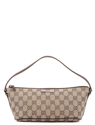 Gucci 07198 Beige Brown GG Boat Pochette