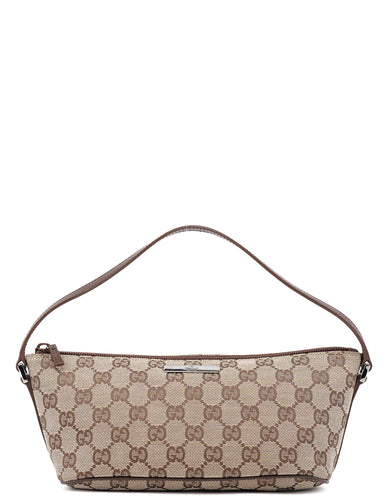 Gucci 07198 Beige Brown GG Boat Pochette