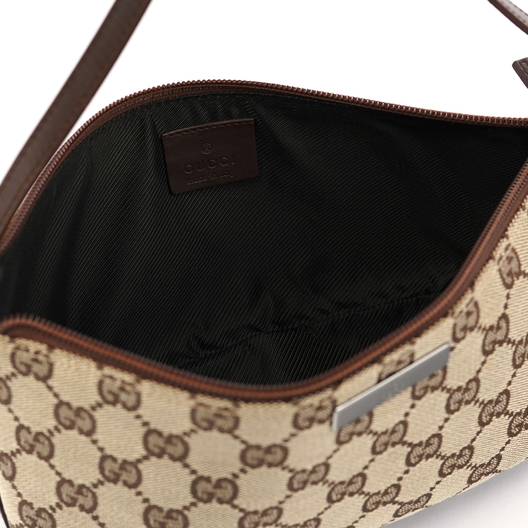 Gucci 07198 Beige Brown GG Boat Pochette