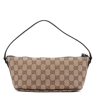 Gucci 07198 Beige Brown GG Boat Pochette