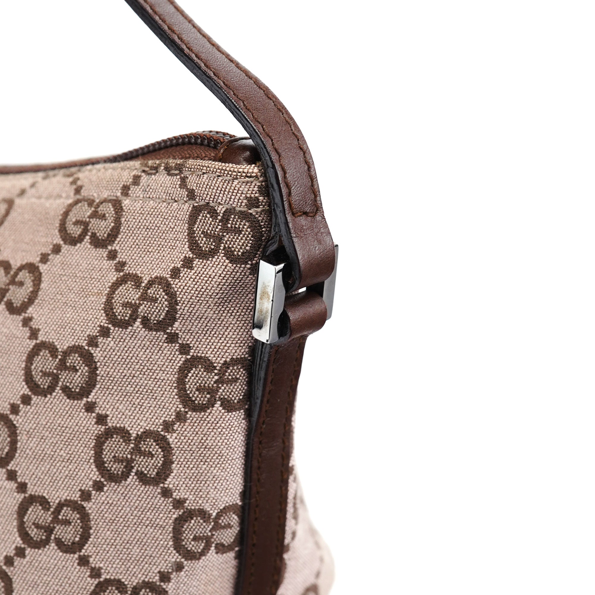 Gucci 07198 Beige Brown GG Boat Pochette