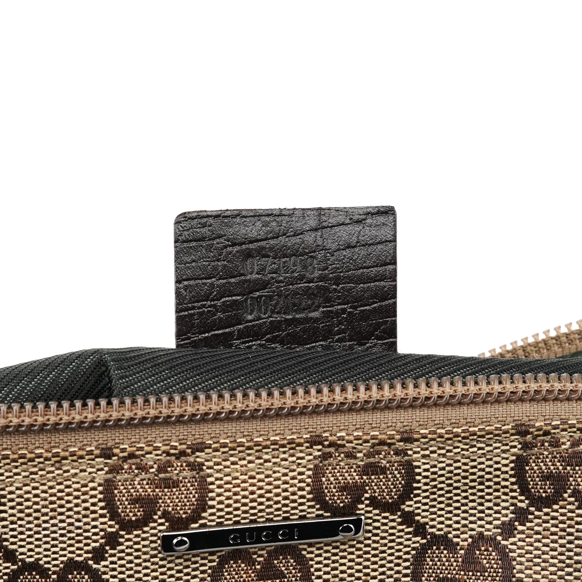 Gucci 07198 Beige Brown GG Boat Pochette Bag