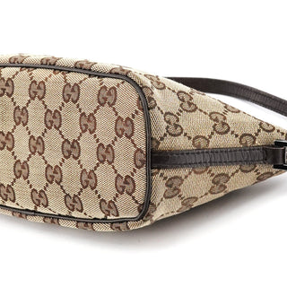 Gucci 07198 Beige Brown GG Boat Pochette Bag