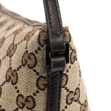 Gucci 07198 Beige Brown GG Boat Pochette Bag