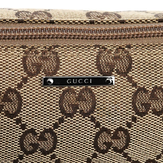 Gucci 07198 Beige Brown GG Boat Pochette Bag