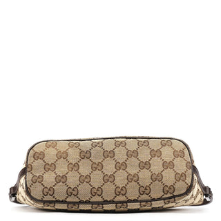 Gucci 07198 Beige Brown GG Boat Pochette Bag