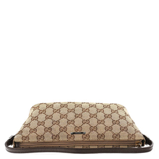 Gucci 07198 Beige Brown GG Boat Pochette Bag