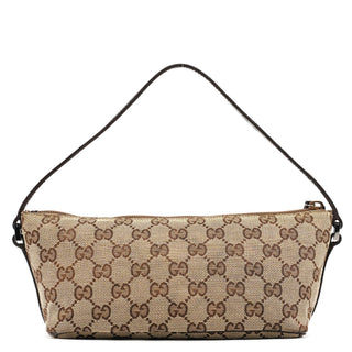 Gucci 07198 Beige Brown GG Boat Pochette Bag