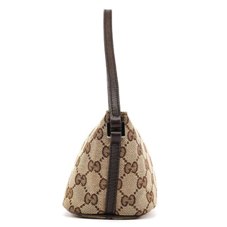Gucci 07198 Beige Brown GG Boat Pochette Bag