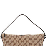 Gucci 07198 Beige Brown GG Boat Pochette Bag