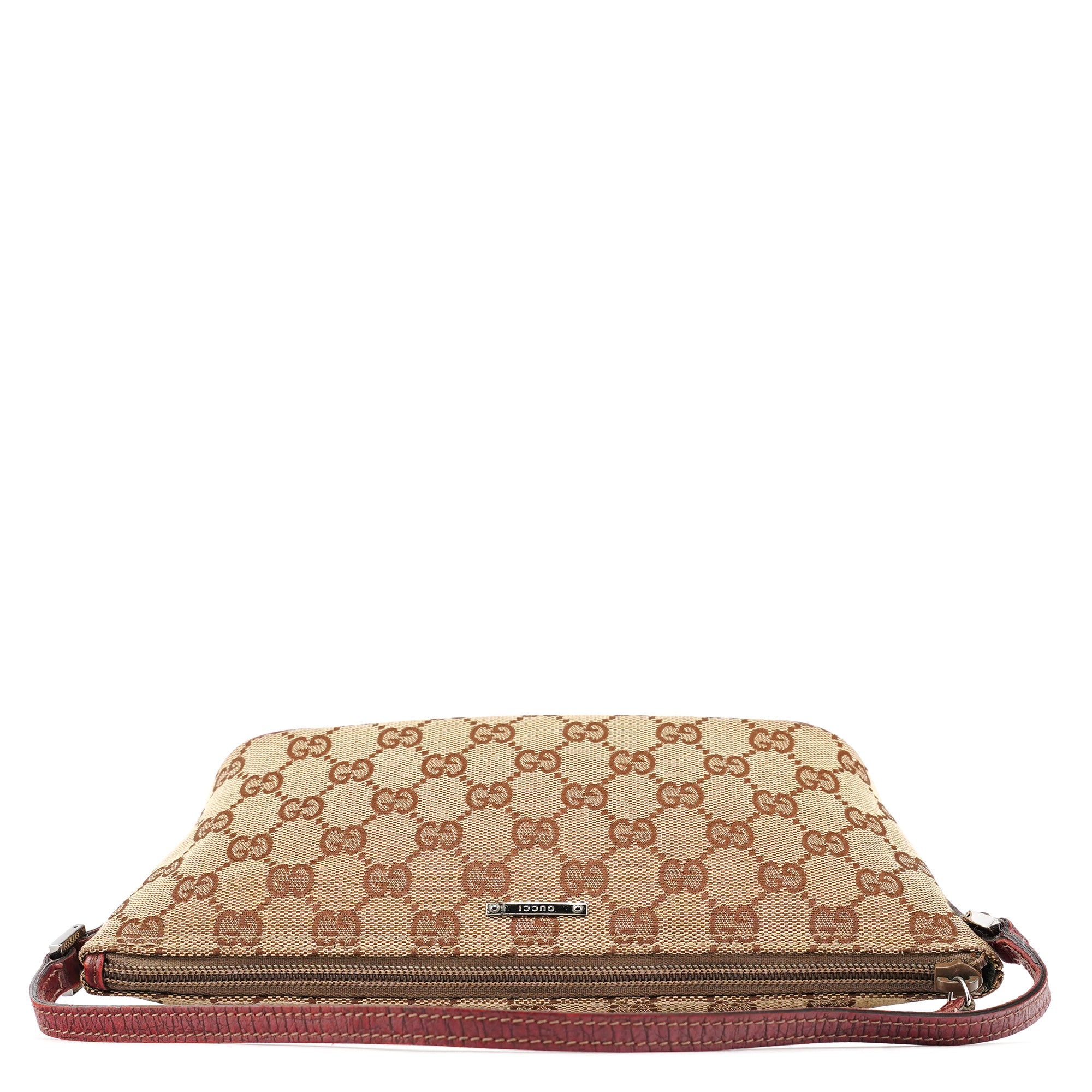 Gucci 07198 Beige Burgundy GG Boat Pochette