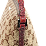Gucci 07198 Beige Burgundy GG Boat Pochette