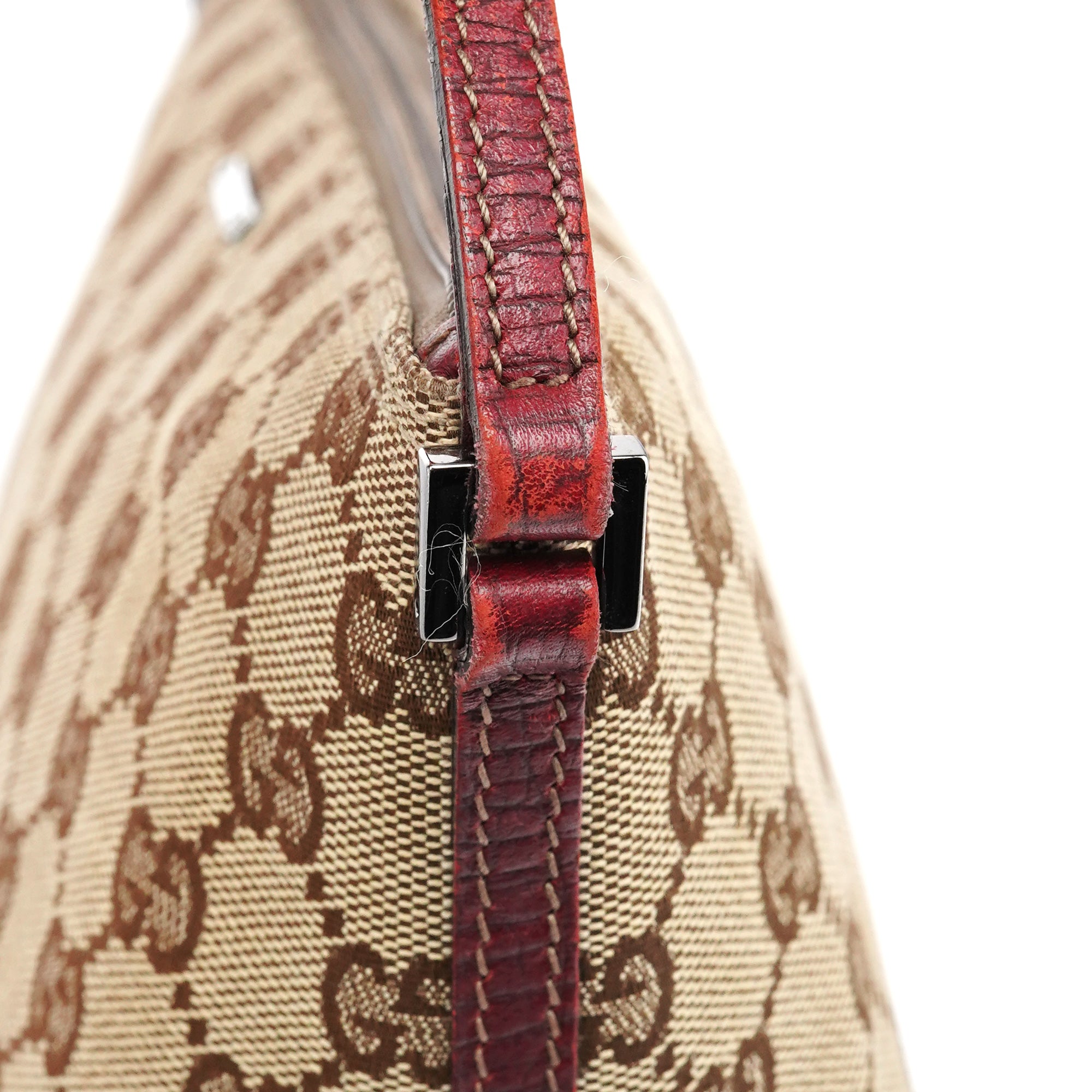 Gucci 07198 Beige Burgundy GG Boat Pochette