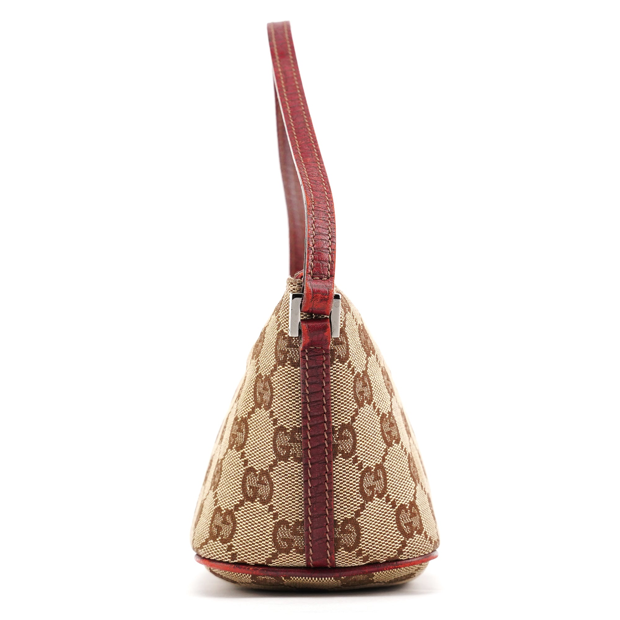 Gucci 07198 Beige Burgundy GG Boat Pochette