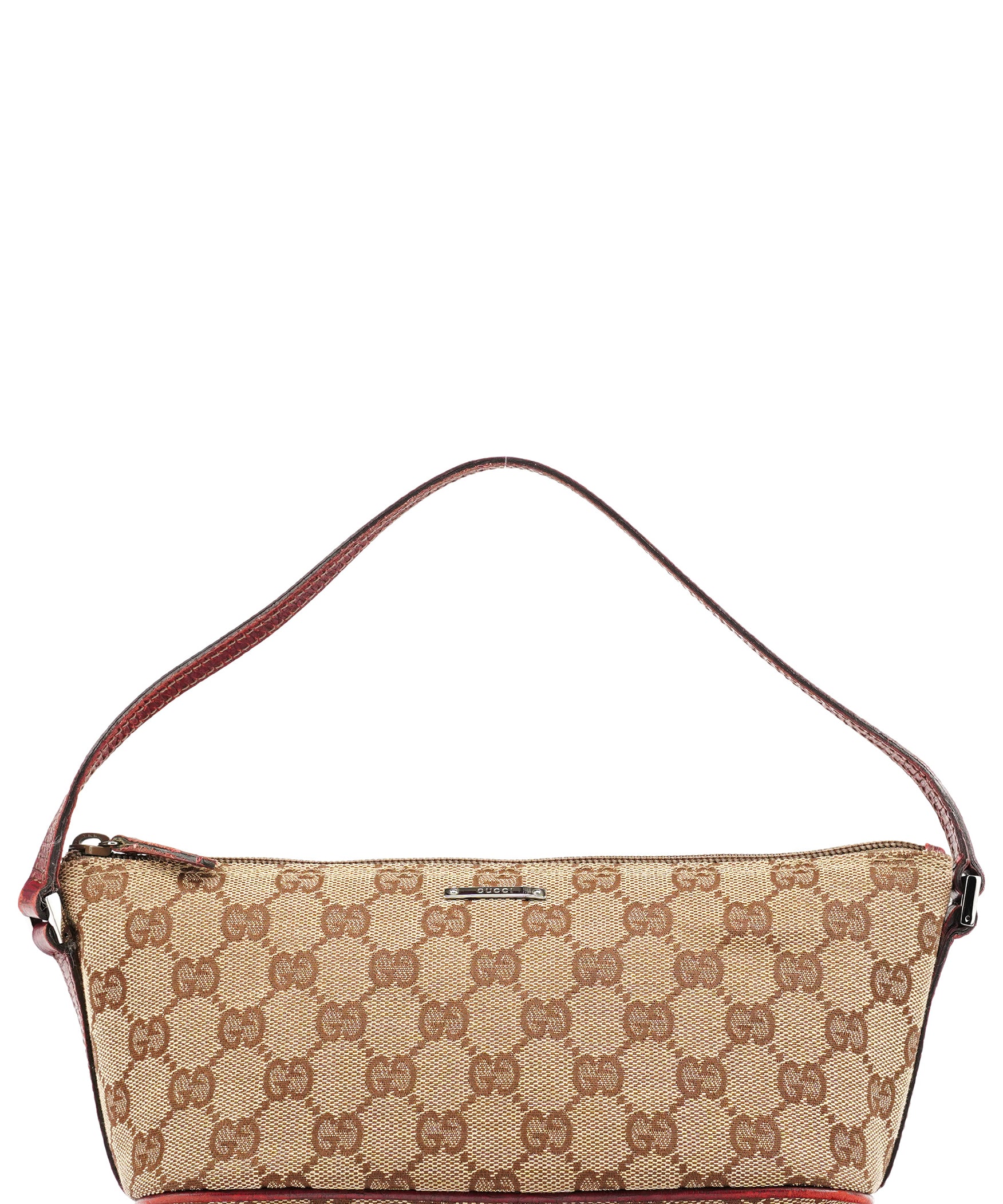 Gucci 07198 Beige Burgundy GG Boat Pochette