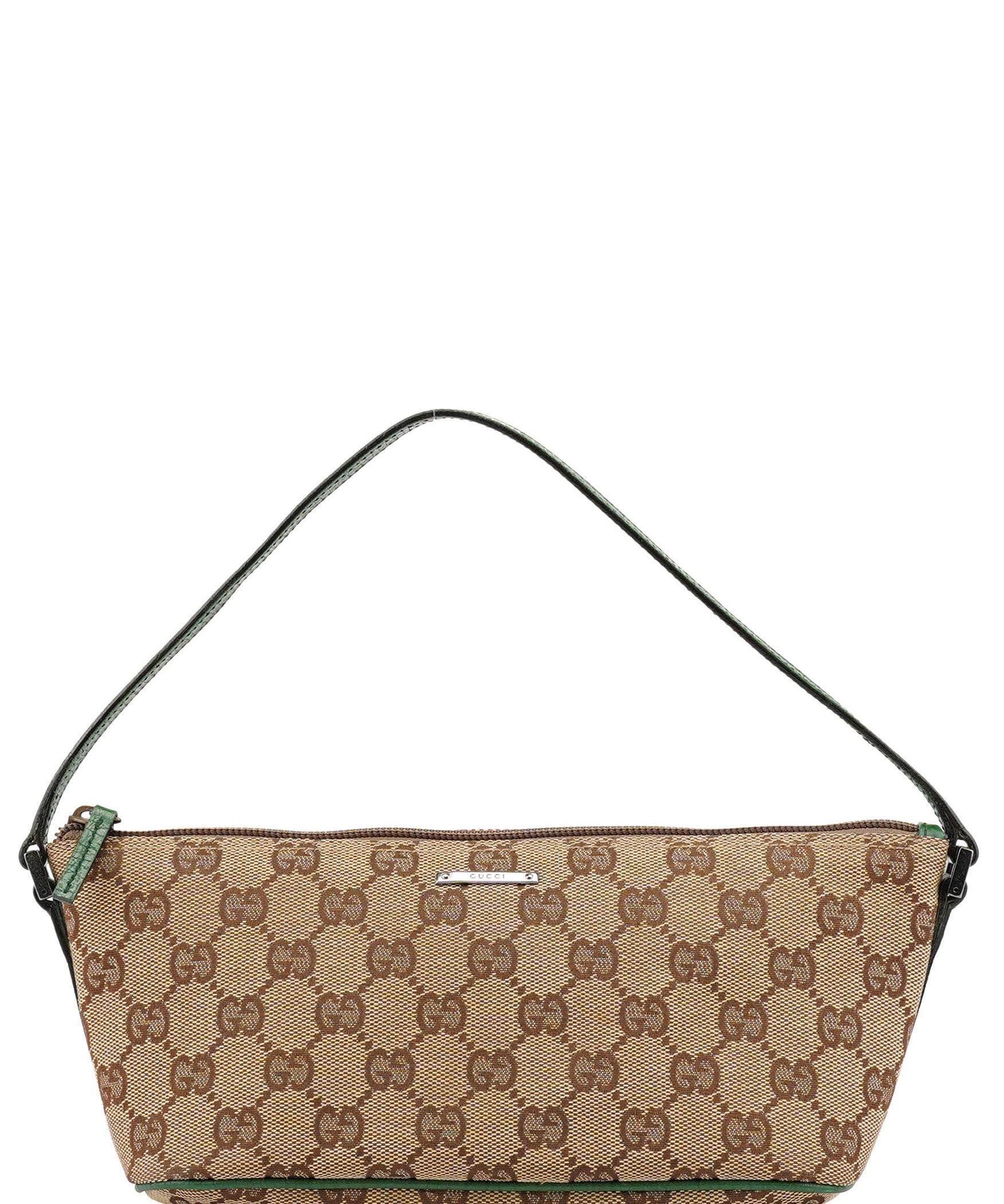 Gucci 07198 Beige Green GG Boat Pochette