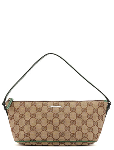 Gucci 07198 Beige Green GG Boat Pochette