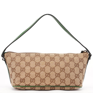 Gucci 07198 Beige Green GG Boat Pochette