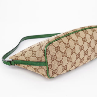 Gucci 07198 Beige Green GG Boat Pochette